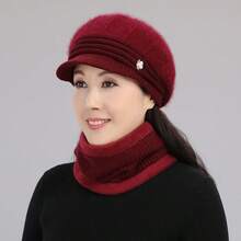 1 pezzo Cappello invernale lavorato a maglia per donne di mezza età/anziane - Rosso/Rosa Multicolore, Sensazione di lusso di alta gamma, Caldo e morbido in pelliccia di coniglio e fodera termica, Design classico con visiera, Casual e minimalista alla moda. Antifreddo per uso quotidiano/ciclismo/esterno, Regalo perfetto per Capodanno/Compleanno/Festa, Accessorio invernale essenziale, Estivo, Spiaggia, Vacanza, Viaggio - nero - Visualizzare 8