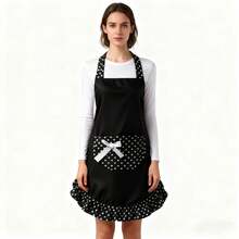 1 pieza Delantal vintage con mariposa, delantal de estilo retro lindo para mujeres, delantal vintage sexy con bolsillos, regalo del Día de la Madre - Negro - Ver 3