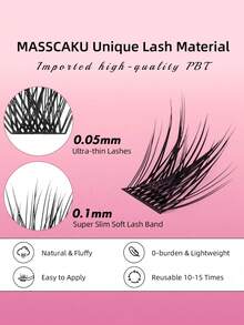 36片装可重复使用DIY单根睫毛嫁接套装，自然妆效，10/12/14mm C/D卷度 - 黑色 - 查看 3