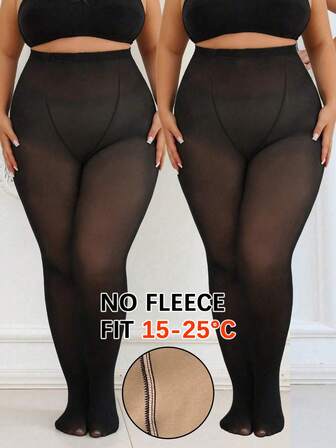 2/1 Pack 100g Plus Size Women Tight Leggings, Sheer Tights, High Stretch Thermal Pants, Soft Comfortable Plus Size Black Stockings, Suitable For 15-25°C