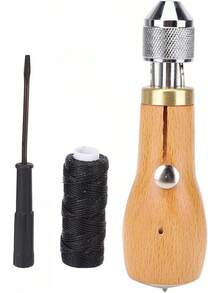 Herramienta de costura de cuero de madera Punzón perforable Perforación Agujero de costura Kit de punzón de costura para bricolaje Artesanía Cuero Tejido pesado(1) - 1 - Ver 1