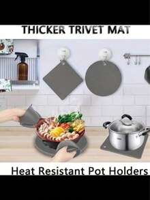 4pcs Silicone Heat Resistant Pads - Heat Resistant Non-Slip Pot Holders, Kitchen Trivet Mats, Durable Washable Silicone Pads, Multipurpose Bottle Opener And Coasters - Multicolor - View 10