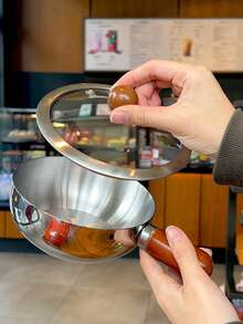 1个不锈钢迷你锅，带耐热木柄 - 防滑，均匀加热，适用于电磁炉，非常适合宿舍、办公室、房车、小型厨房和单人份烹饪。 - 彩色 - 查看 4