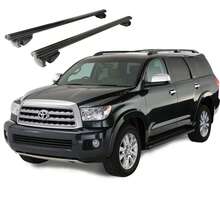 2-Pack Car Roof Rack Crossbars Aluminum Alloy Luggage Bars Universal for SUVs and Off-Road Vehicles with Vertical Rod,  Barras Transversales para Techo – Universales, con Llave, Ideales para Maletas, Kayaks, Tablas o Bicicletas - Unitalla - Ver 4