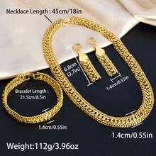 3pcs Luxury 18K Gold Plated Interwoven Necklace Bracelet Earrings Gold Fashion Jewelry Set Punk Hip Hop Style Versatile Chain Women Daily Party Wear - Vàng - Xem 9