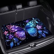 1pc Colorful Butterfly Print Multifunctional Car Trunk Mat, SUV Cargo Liner, Minimalist Elegant, Enhances Interior Space, Polyester Material, Suitable For Sedans, Trucks, SUVs And More - A - View 1