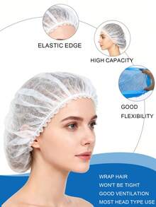 100 chiếc mũ đầu bếp dùng một lần, mũ đầu bếp co giãn, thoáng khí, thoải mái với lưới phía sau, mũ che đầu chống bụi khi nấu nướng và chuẩn bị thực phẩm, mũ đầu bếp dùng một lần dày dặn, thoáng khí. - Nhiều màu - Xem 2