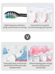 This Rechargeable Electric Toothbrush Features 5 Cleaning Modes (Clean/Whiten/Care/Pulse/Polish), Comes With 4 Replacement Brush Heads, A 2-Minute Smart Timer And A 30-Second Zone Reminder, Is IPX7 Waterproof, Has Long Battery Life, And Is Suitable For Home And Travel Use. - Multicolor - View 6