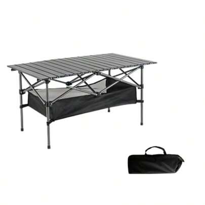 Outdoor Collapsible Foldable Camping Table Adjustable Height With Storage BagGenerous Tabletop 95x55CM Portable Lightweight Aluminum Camp Table Quick Setup Capacity 50KG For Outdoor Picnic