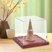 Championship Ring Holder Championship Ring Display Case Clothing Wardrobe Wooden Base Acrylic Stand Showcase Accessories Baseball Softball Tournament Soccer Basketball Sports - Multicolor - Ver 4