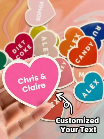 Personalized Labels - Customizable Stickers, Personalized Heart-Shaped Stickers, Love-Themed Stickers, Valentine's Day Gift Labels, Valentines Decorations (For Home), Valentines Day Gifts, Valentines Day Decor, Suitable For Gift Wrapping, Envelope Stickers, Multiple Colors Available, Customizable Text, Warm And Loving