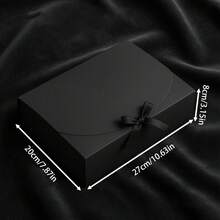 1/5 件套白色礼盒，带盖，尺寸 10.6 x 7.8 x 3.1 英寸，附赠白色丝带，适用于伴娘邀请函、婚礼礼物、生日礼物、派对回礼、装饰、情人节礼物、新娘礼盒 - 純黑色 - 查看 14