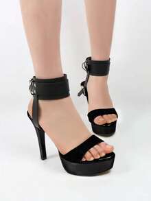 2件装女士可调节黑色涤纶弹力吊袜带，朋克风大腿吊带袜腿带 - 黑色 - 查看 9