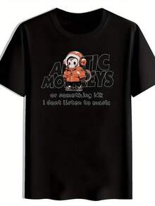 Camiseta Casual de Verano para Hombre - Estampado Gráfico Cuello redondo. Manga corta. Poliéster. Tallas para adultos. Negro con diseño de dibujos animados coloridos. Camiseta de Verano Diseño Juguetón Tela de Poliéster - Negro - Ver 1