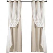 Decor Sheer arandela Panel con Aislamiento Blackout Lining, habitación oscurecimiento Ventana Cortina Set (par), 120" x 38", Wheat(3An x 38Al cm (1 Paneles) Trigo) - Multicolor - Ver 10