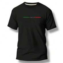 Men's Italy Short-Sleeved Cotton T-Shirt - 黑色 - 查看 1