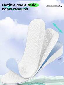 1 Pair Unisex Boost Height Increasing Invisible Insoles, 3 Height Options, Comfortable, Non-Slip, Breathable Full-Length Shoe Inserts - Blue Background With White Base - 2.5cm - View 5