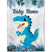 Personalized Custom Blanket, Elephant Fluffy Flannel Blanket With Boy's Name Printed On It, The Best Gift For - U - View 4
