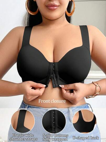 New Plus Size Front Closure Bra For Women, Wireless Minimizer Bra With Lift And Side Support