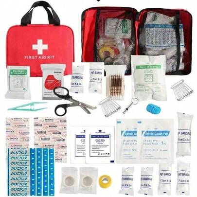(160pcs/21pcs Set) Upgraded - Medical First Aid Kit, Outdoor Sports Earthquake Disaster Relief First Aid Bag, Home Travel Handbag Meets Basic Emergency First Aid Treatment Needs (21/15/12pcs Set) Multiple Sets Available