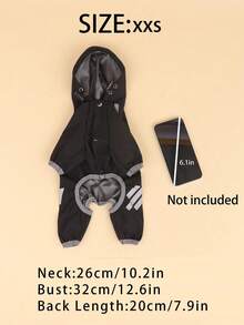 轻质涤纶反光条全包四脚狗服装宠物防水雨衣适合小泰迪熊全年穿着 - 黑色 - 查看 23