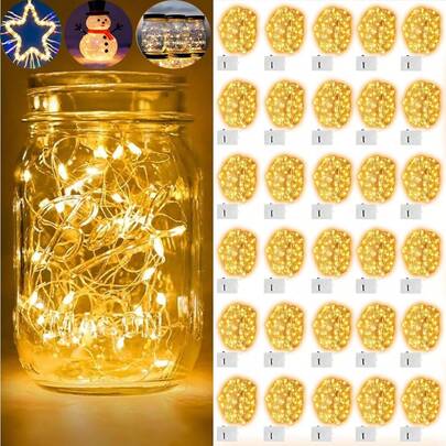 [30/20/12/5/3/1 Paquete y 3 Modos] Luces de hadas con pilas de 7 pies y 20 LED, luces parpadeantes pequeñas con pilas, luces de cadena LED pequeñas impermeables con cable de plata para decoración interior, boda, Navidad, habitación, dormitorio, decoración