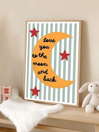 1ชิ้นลายวินเทจ Stripe Love You To The Moon And Back Quotes พิมพ์บนผนัง, Bright Wall Decor, Cool Kids Club พิมพ์บนผนัง, Term Begins Wall Art, ของขวัญวันวาเลนไทน์, ของขวัญสำหรับคู่รัก, ของตกแต่งห้องนอน, ของตกแต่งห้องนั่งเล่น, ของตกแต่งสำนักงาน, ของตกแต่งห้องครัว, Wall Arts, Wall Decor, Home Decor, Room Decor, Canvas Wall Art, โปสเตอร์, Wall Art พร้อมกรอบ, กรอบเสริม