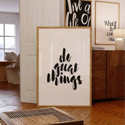 1pc Frameless Black And White Inspirational Quote Art Print, Minimalist Motivational Poster, Wall Decoration For Living Room, Bedroom, Or Dorm, Poster, Bedroom Decor, Room Decoration, Wall Print