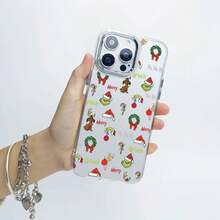 Funda para móvil con divertido diseño navideño del , compatible con teléfonos ,  17,  16 Pro Max,  15 Pro Max,  13 y  12. Fabricada en TPU, ofrece protección contra golpes y caídas. Una opción fantástica para regalos de Navidad, reuniones familiares, amigos y celebraciones festivas. - transparente - Ver 1