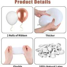36PCS/Biapian Rose Gold Balloons Set,Rose Gold And Gold Birthday Balloons, 10/12 Inch Metallic Gold White Latex Balloons Rose Gold Confetti Balloons For Girls Women Birthday Baby Shower Wedding Supplies - Multicolor - View 4