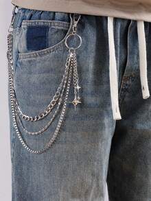 1pc Punk Style Pentagram Pendant Pants Chain, Tassel Metal Chain Waist Chain, Suitable For Daily Outfit Summer, School Autumn-Winter Accessories Halloween Costume,Suitable For Teens, Youth,Men,Casual, Outdoor, Athletic, Vacation, Graduation Gifts, Birthday, Daily Wear - Multicolor - View 6