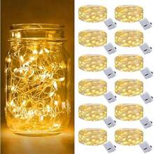 30/20/12/5/3/1 Pack & 3 Modes] Fairy Lights Battery Powered 7FT 20LED Twinkle Lights Battery Mini Lights Small LED String Lights Waterproof Silver Wire For Indoor Mason Jar DIY Wedding Christma Decor,Room Decor,Bedroom,Room Decoration,Fairy Lights, - Yellow - View 11