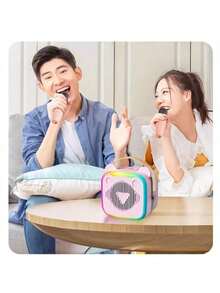 2025 New Mini Bear Multifunctional Wireless Karaoke Speaker | Dual Microphones, Multiple Voice Changing Modes, Large Capacity Battery, Various Playback Modes, Compact And Portable, Perfect For Home KTV, Outdoor Use, Birthday And Holiday Gifts, Ideal Christmas Gift - Pink (two microphones) - 查看 6