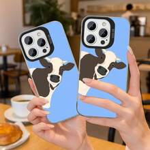 Funda de Teléfono Tema de Vaca Súper Linda, Estilo INS, Diseño a Prueba de Golpes, Textura Mate.Esta funda protectora duradera es compatible con la serie Oppo Reno y los modelos REALME, lo que la convierte en una opción de regalo de moda para otros. - Colores mezclados - Ver 2
