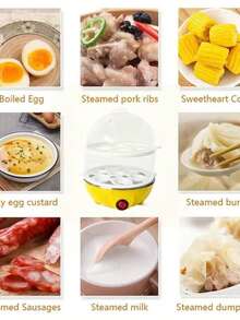Un hervidor de huevos rápido diseñado para el mercado estadounidense, capaz de cocinar al vapor 7/14 huevos que son fáciles de pelar, que incluye un hervidor de huevos automático, con un hervidor de huevos eléctrico amarillo. - Multicolor - Ver 10