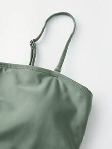 Women Monokini Bathing Suit Solid Color Spaghetti Strap Ruffles Sleeveless Swimsuits Summer Swimwear Bikini