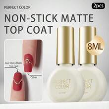 2pcs Matte Gel Top Coat,  Matte Sealant For Gel Nail Polish, 8ml No Wipe Rhinestone Sealer,  Velvet Finish, Suitable For  Powder Nails, Christmas & Thanksgiving Nail Designs - Trong sáng - Xem 8