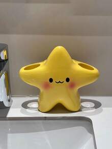 1个可爱星形电动牙刷架，家用浴室梳妆台牙刷架，带2个牙刷槽的牙刷底座架 - 彩色 - 查看 8