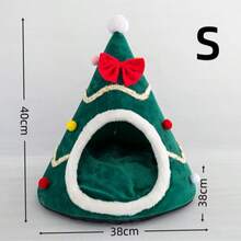 Moderner Weihnachtsbaum-förmiger Katzenkorb, rutschfeste Basis, weiches Samtmaterial, herausnehmbares Futter, dickes Design - unzusammengebautes Haustierhaus, warm für den Winter, waschbares Hundebett, perfektes Weihnachtsgeschenk für Haustierliebhaber