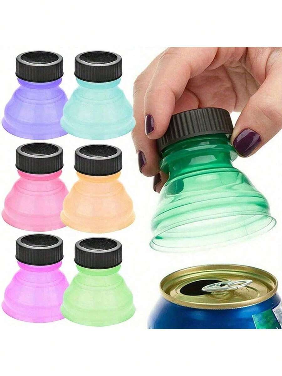 6pcs Reusable Plastic Beer Water Dispenser Lid Protector Caps Cover Bottle Top Soda Saver Can Cap Fashion Accessories