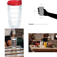 Tervis Made in USA Double Walled Clear & Colorful 24oz Lidded Insulated Tumbler Cup Keeps Drinks Cold & Hot, 24oz, Blue Lid(rojo (Red Lid) Ondulado de 10 onzas) - Multicolor - Ver 1