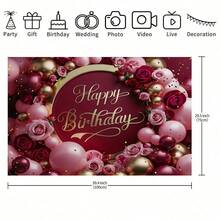 An Elegant Burgundy And Gold Glitter 'Happy Birthday' Background Banner, Perfect For Women's Birthday Party Backdrops, Photo Backgrounds, Home Decoration, Gifts, Gatherings, Parties, Holiday Celebrations, And A Must-Have For Event Planners. - Multicolor - View 5