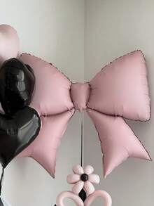 4Pcs Extra Large Frosted Pink Bow Aluminum Foil Balloons, Pink Party Decorative Balloons, Perfect For Various Theme Event Decorations, Back-To-School Activities, Weddings, Birthdays, Garden Parties, Graduation Season, Anniversary Celebrations, Photo Background Balloons, Music And Art Event Decorations - Hồng mờ - Xem 5