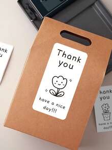 100 Stickers For Sealing Gift Boxes, Decorative Stickers For Dessert Cake Boxes, Adhesive Labels, And Thank You Stickers For Takeout Packaging. - Multicolor - View 4