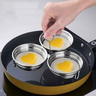 1pc 304 Stainless Steel 3-In-1 Egg Steamer, Egg Mold, Breakfast Egg Cooker, Heart Shaped Boiled Egg Maker