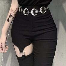 优雅金属腰链，饰有日月月牙图案 - 可调节嘻哈复古风腰饰，时尚百搭的女士吸睛单品 - 月亮太陽腰鏈 - 查看 3