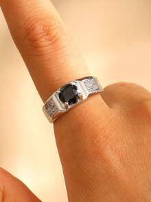 1pc Fashionable Rhinestone Embellished Exaggerated Creative Design Men's Ring, Punk Style Personalized Versatile, Suitable For Daily Wear, Gatherings And Parties