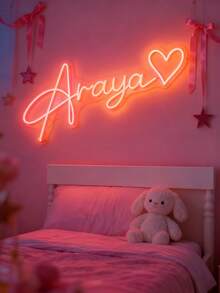 Luz de Neón LED de Una Sola Personalizable, Letrero de Neón con Texto y Gráficos Personalizados, Lámpara RGB Regulable de Cambio de Color Montada en la Pared para Decoración de Dormitorio y Fiesta, Regalo Único para el Hogar y Letrero Moderno Colgado en la Pared - Multicolor - Ver 8