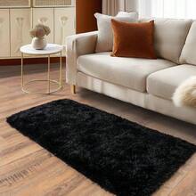 Soft Fluffy Shag Throw Area Rug, 2x4 Black, Non-Slip Bedroom, Hallways, Bedside, Dorm, Living Room - Long Shaggy Rug - Green - View 6