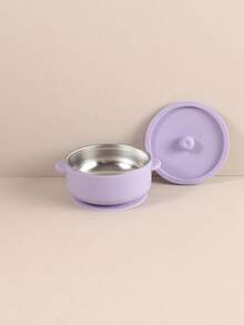 婴儿硅胶吸盘碗带盖，304不锈钢内碗，儿童自主进食餐具 - 彩色 - 查看 11